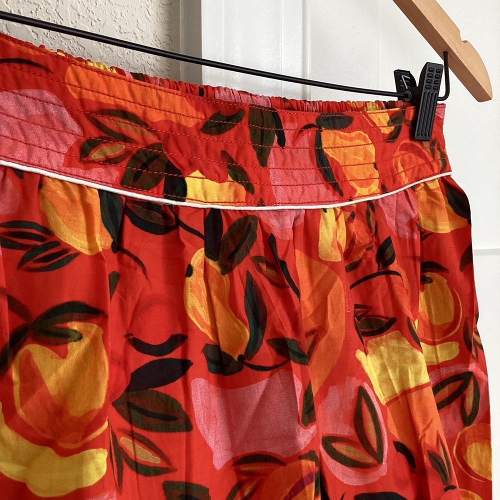 🍊FARM Rio Tiered Midi Skirt Flare Hem New XL Printed Orange Fruit Anthropologie - Picture 5 of 15